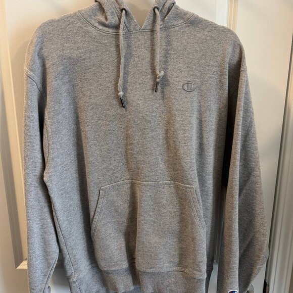 Champion Hoodie Mens Medium Gray Long Sleeve Drawstring Pullover Kangaroo Pocket - Picture 2 of 10